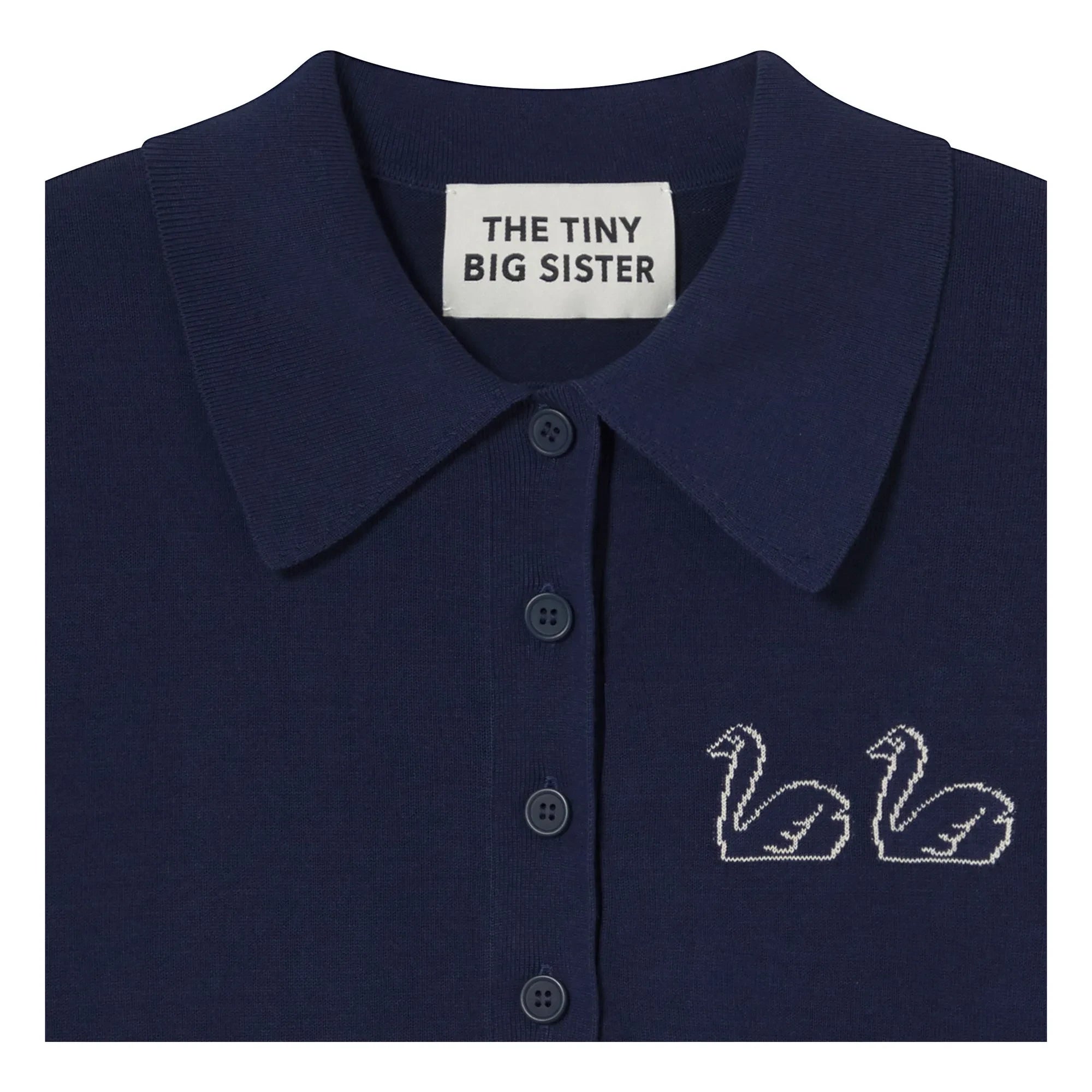 The Tiny Big Sister - Polo de cisne de algodón | Azul marino
