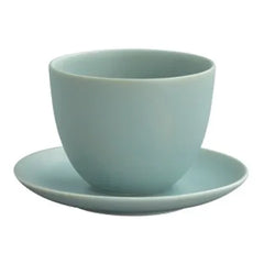 Kinto - Taza y Plato de Porcelana Pebble | Verde