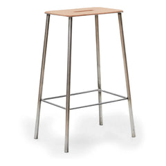 Frama - Tabure Adam, asiento de cuero | Plata