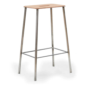 Frama - Tabure Adam, asiento de cuero | Plata