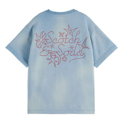 Scotch & Soda - Camiseta de algodón orgánico lavado con estampado | Azul claro