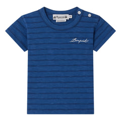 Bonpoint - Camiseta de algodón orgánico a rayas Tom | Azul real