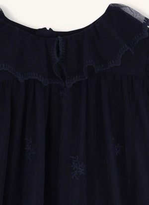 Chloé - Vestido con bordado de tul | Azul oscuro