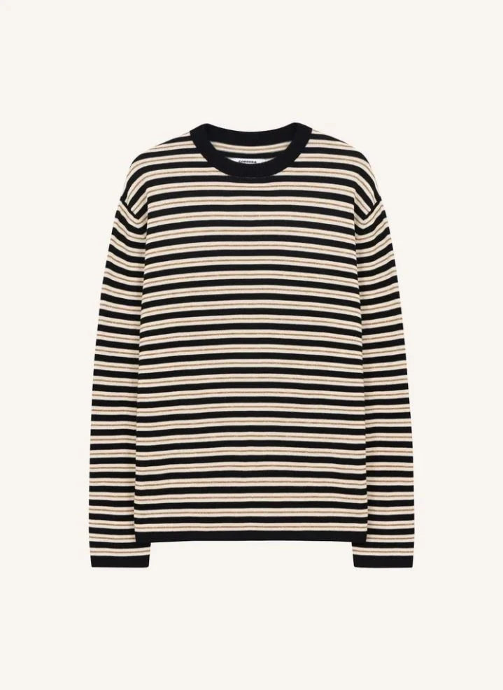 Cordera - Camiseta de algodón orgánico a rayas | Negra