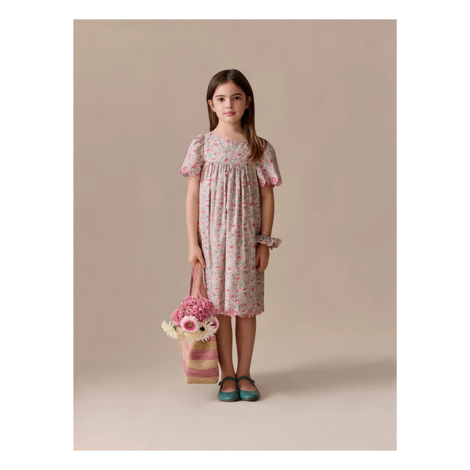 Bonpoint - Vestido con volantes de algodón orgánico Lysiane Fleurie | Rosa