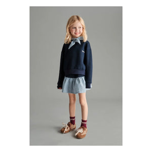Mipounet - Sudadera con cuello anudado Florence | Azul marino