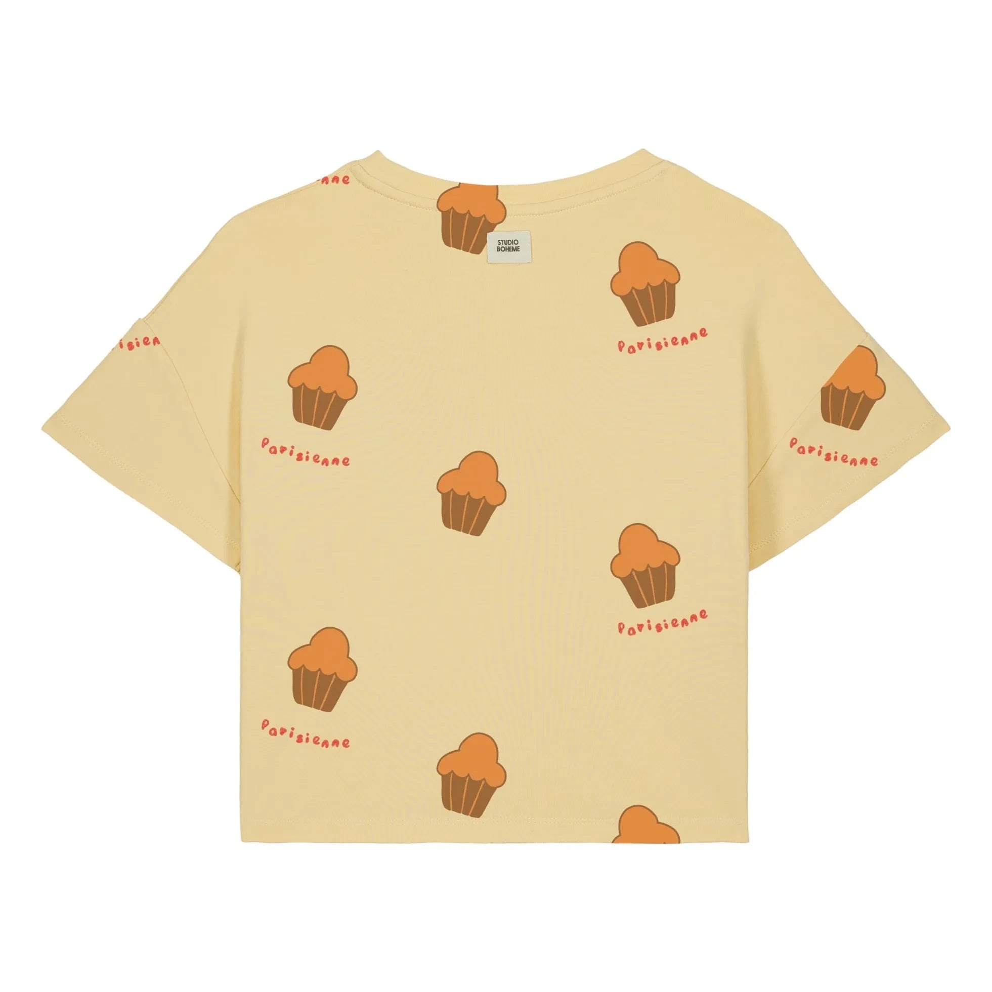 Studio Bohème - Camiseta de Algodón Orgánico Corta Flow Brioches | Amarillo pálido