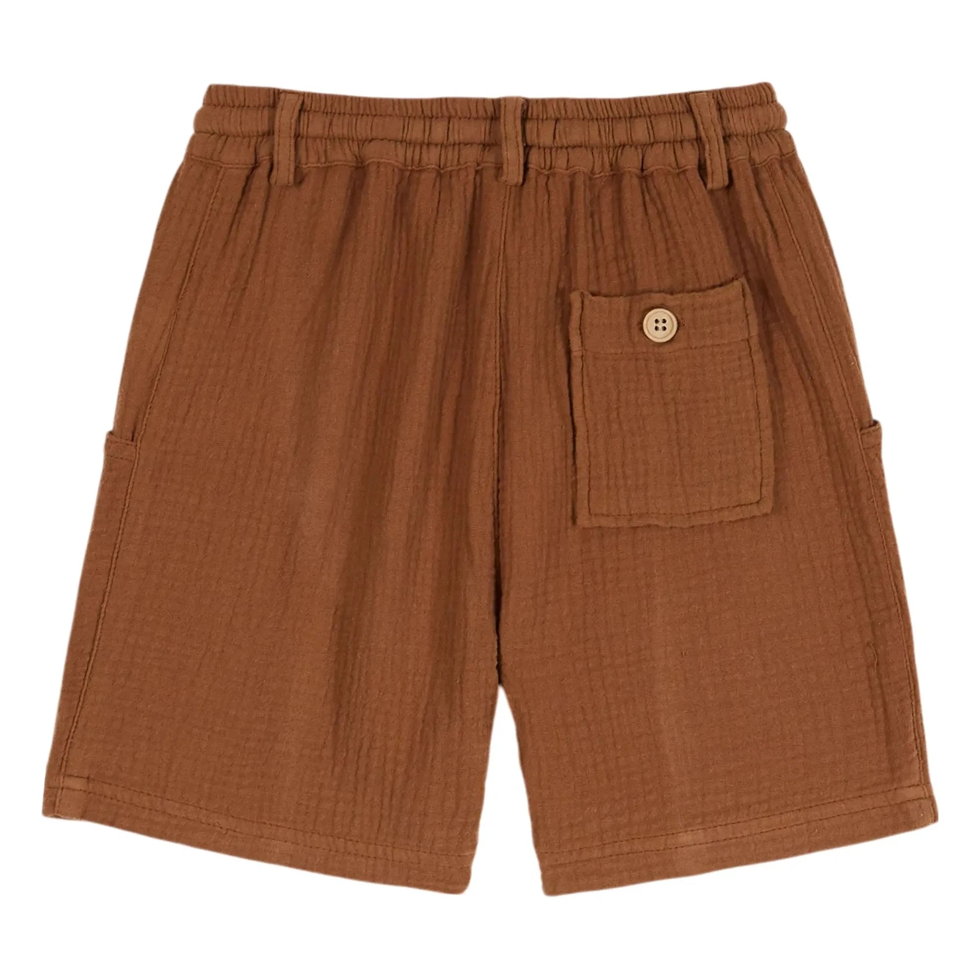 Emile et Ida - Shorts de gasa de algodón liso color camel