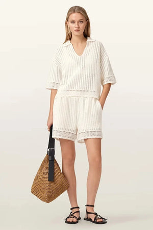AllSaints shorts cortos de algodón para mujer MANZANA