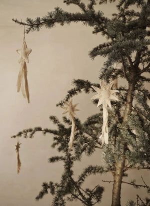 Ferm Living - Adornos de árbol de algodón Vela Star - Set de 4 | Blanco