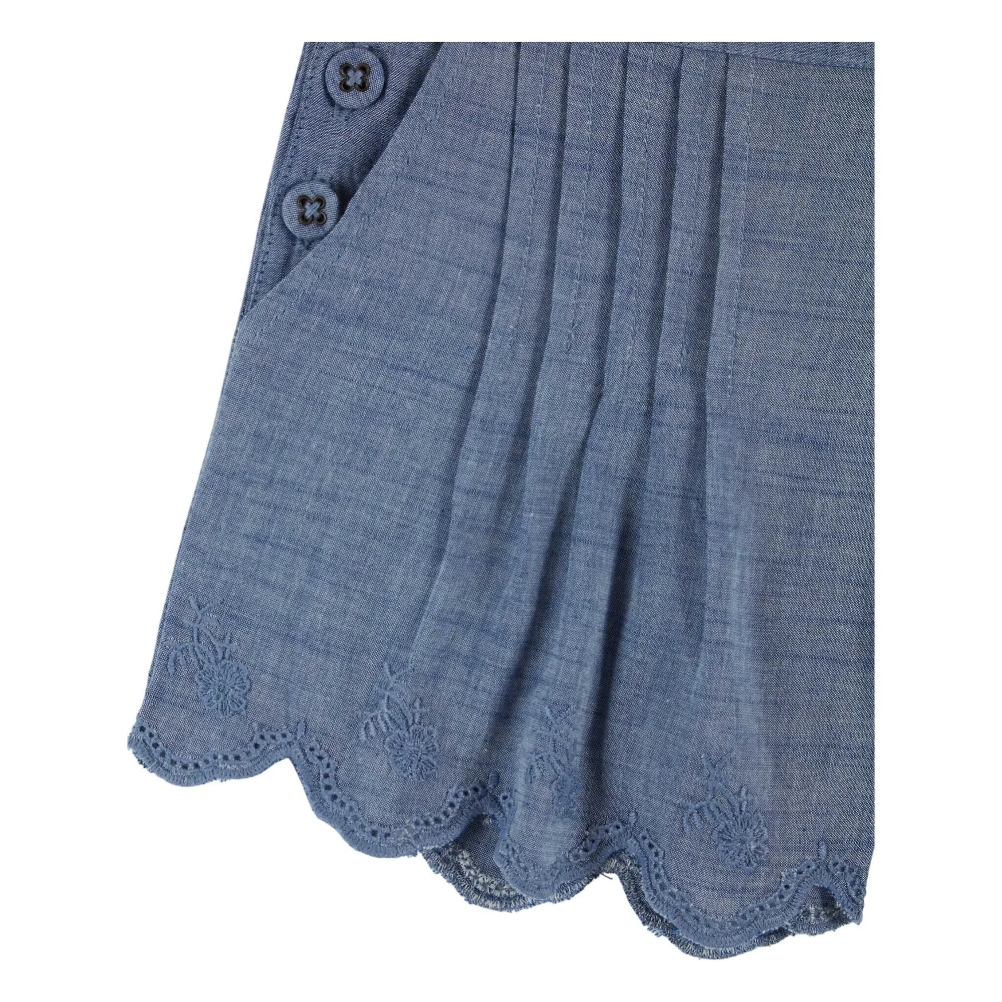 Emile et Ida - Short bordado chambray azul