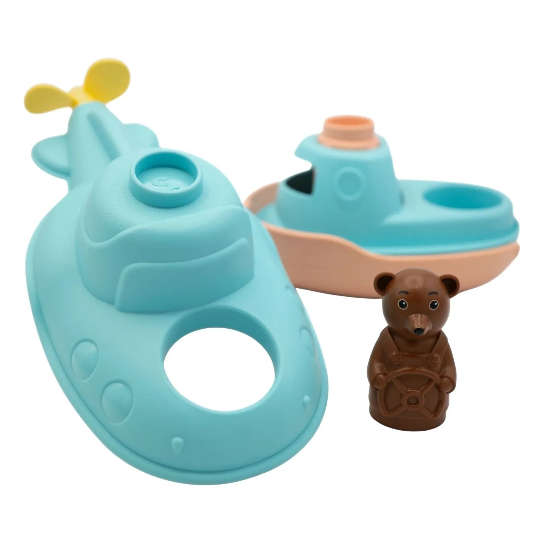 Sencillo - Submarino de baño - Individual x Osito marrón pequeño | Azul