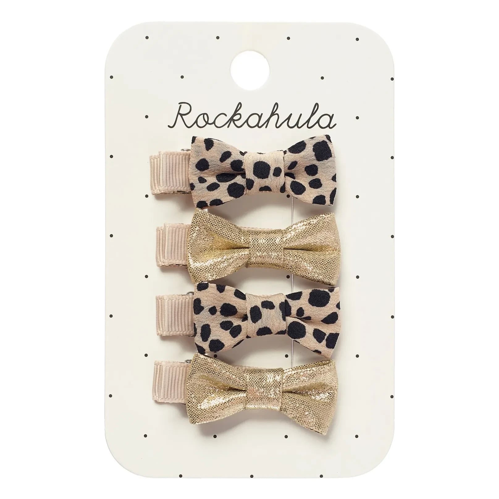 Rockahula Kids - 4'lü Leopar Mini Fiyonk Tokalar | Bej