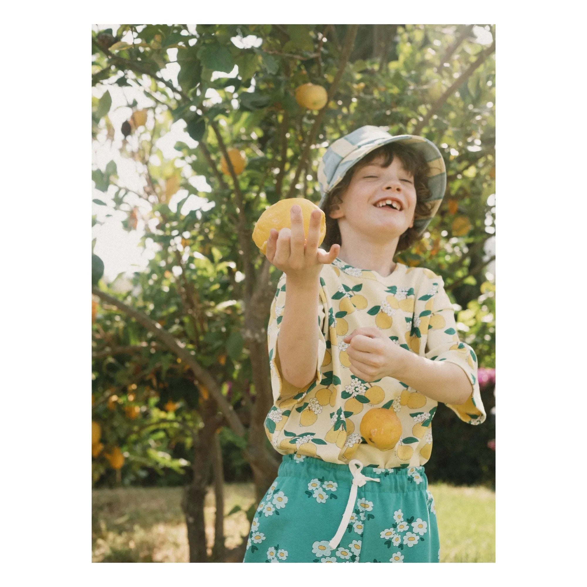 Tinycottons - Camiseta en relieve Naranja Algodón orgánico | Amarillo pálido