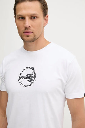 Camiseta Alpha Industries de algodón para hombre con estampado de escorpión en la espalda