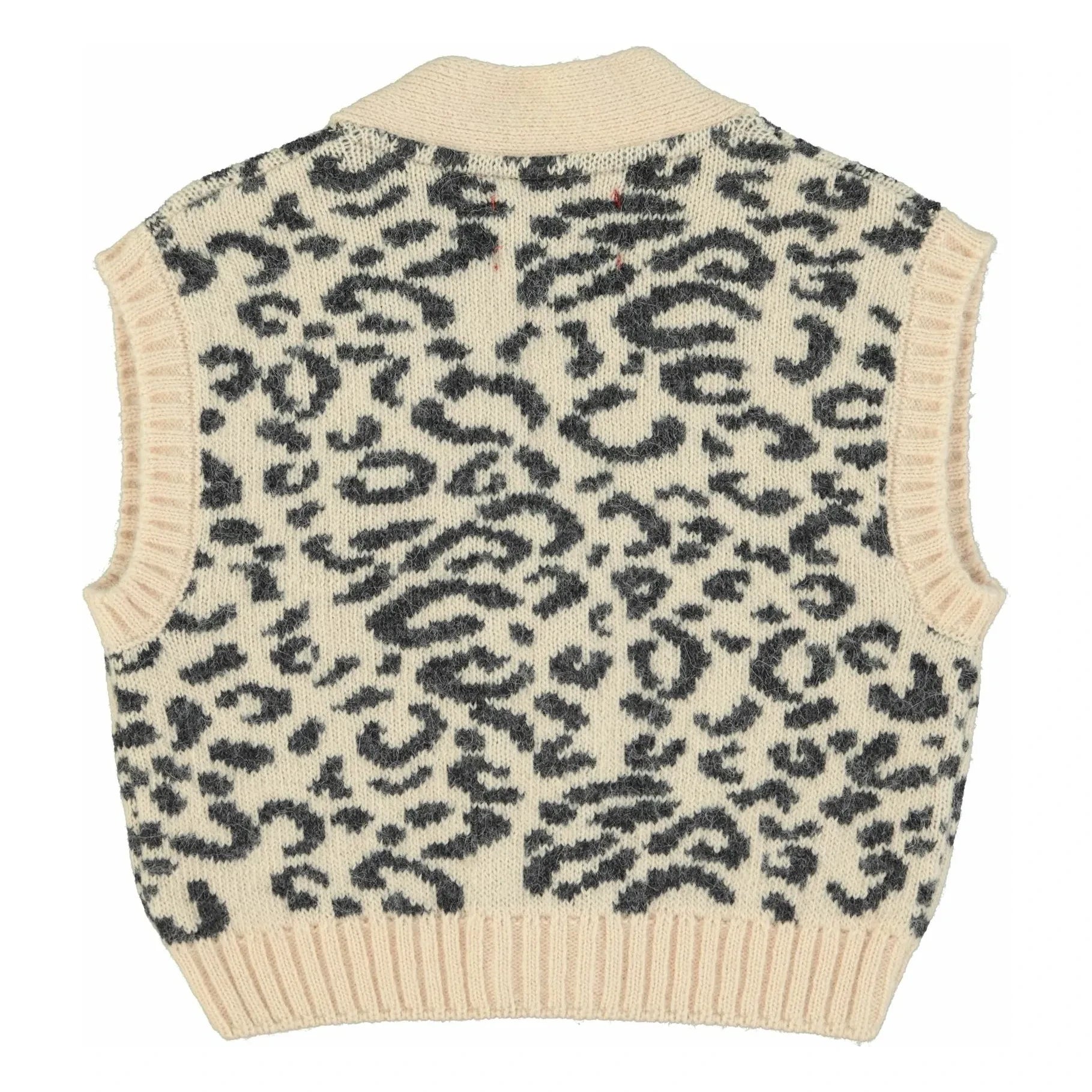 Piupiuchick - Chaleco de lana leopardo sin mangas | Rosa pálido