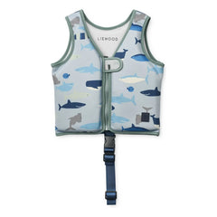 Liewood - Chaleco de natación tiburón/azul paloma