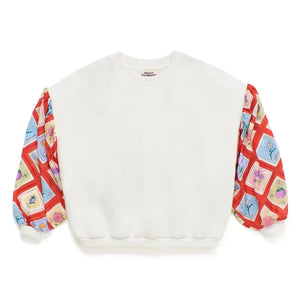 Maison Mangostan - Saten Kollu Sweatshirt Damgalar | Fildişi