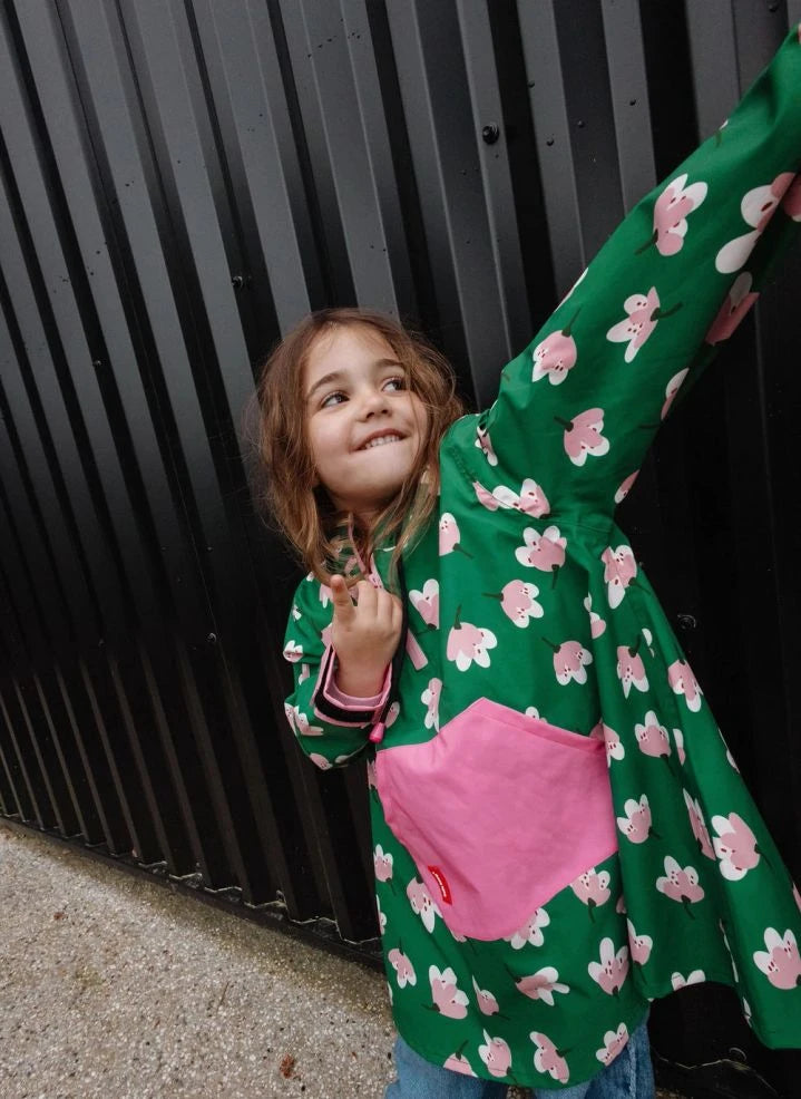 Hello Hossy - Capa de Lluvia con Estampado de Flores | Verde
