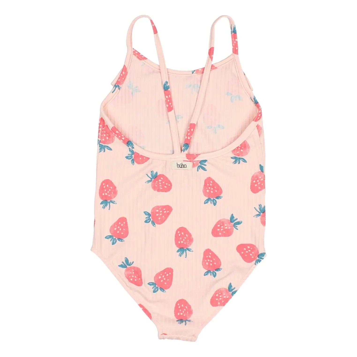 Búho - Bañador con fresas en relieve | Rosa palo