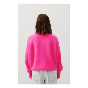 American Vintage - Vitow Alpaka ve Yün Boatneck Kazak | Floresan pembe