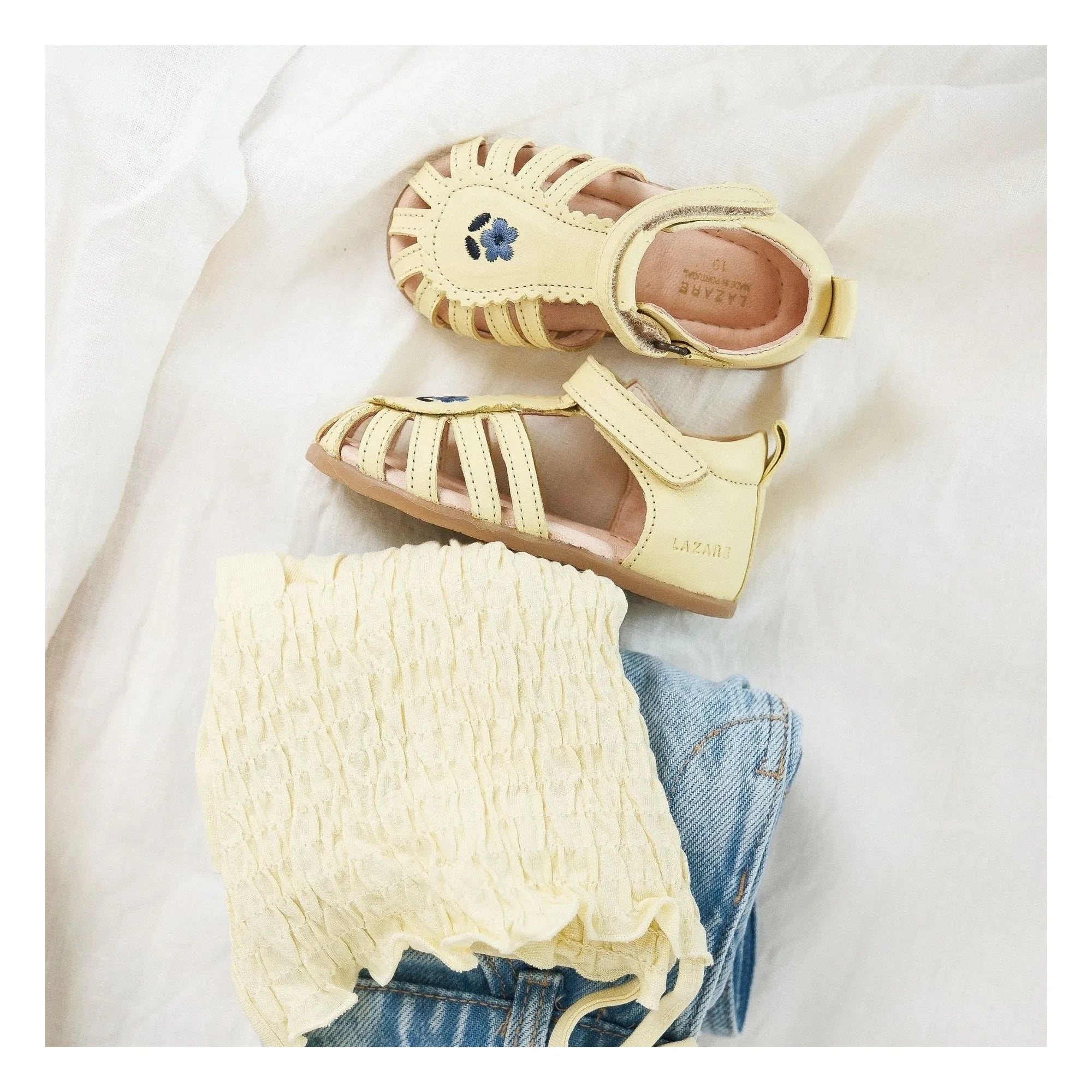 Sandalias Lazare - Colette con bordado de flores | Amarillo claro