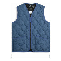 Taion - Chaleco militar sin mangas con cuello de pico unisex | Azul índigo