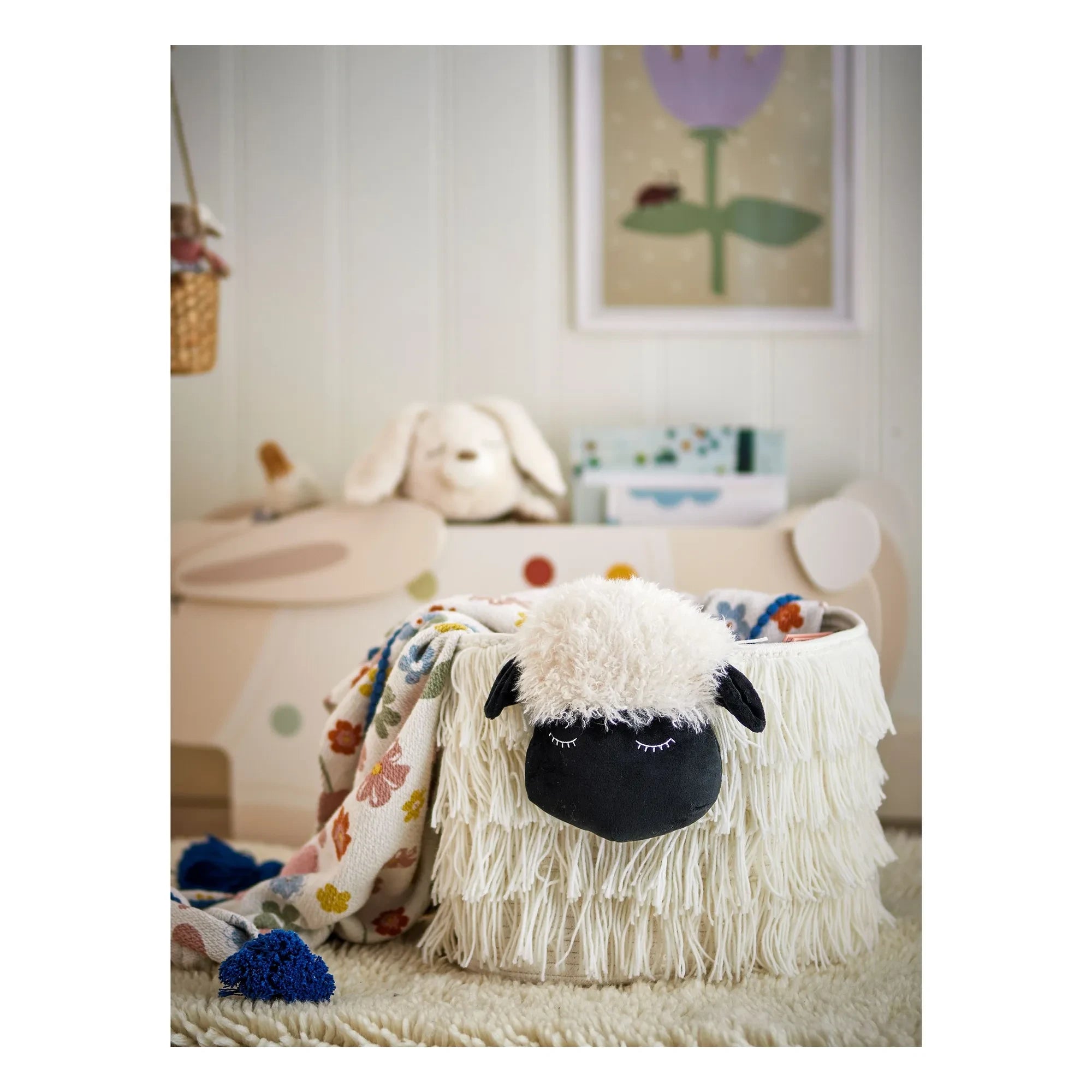 Bloomingville Mini - Cesta de almacenaje Dolly | Blanco