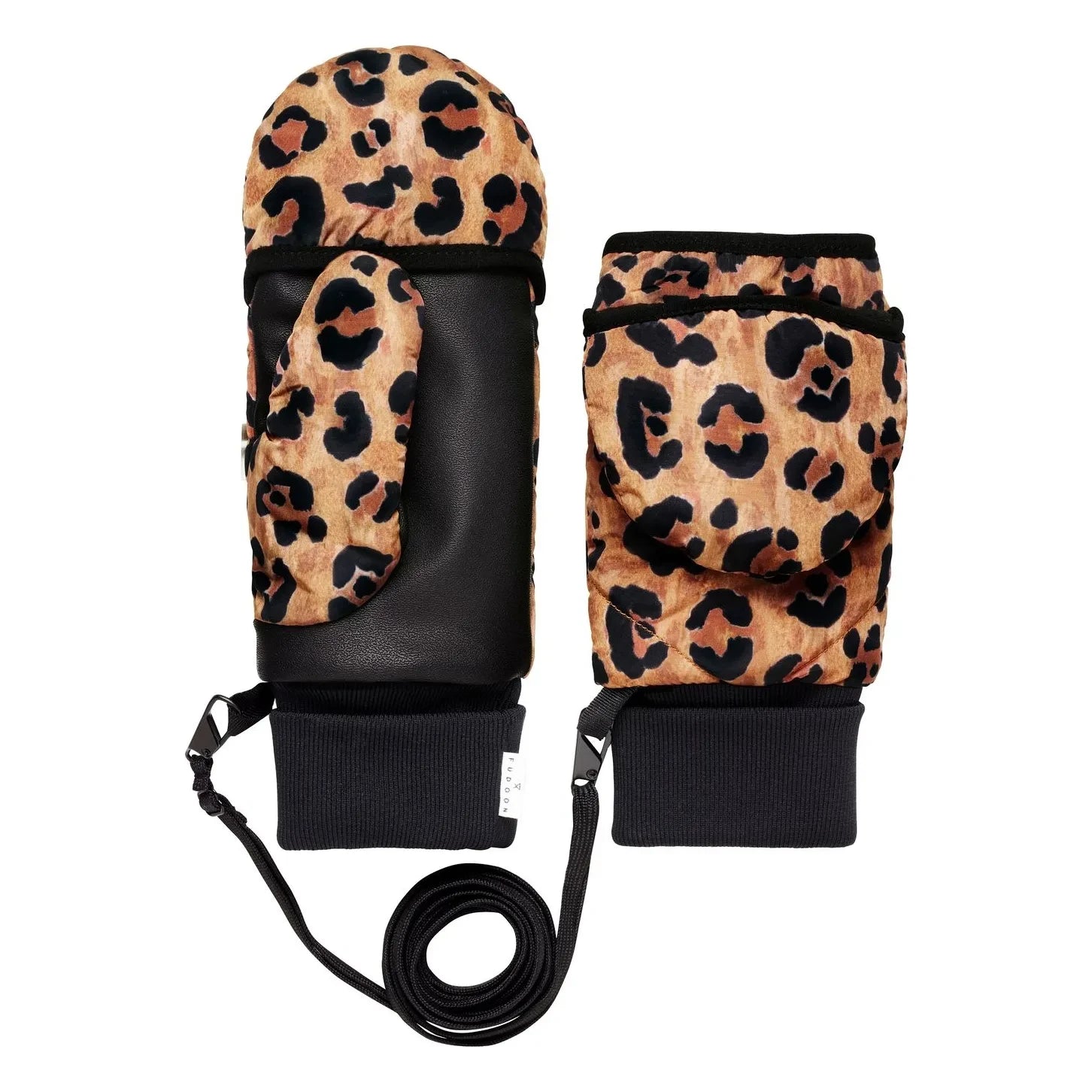 Fudoon - Guantes de leopardo convertibles | Camel