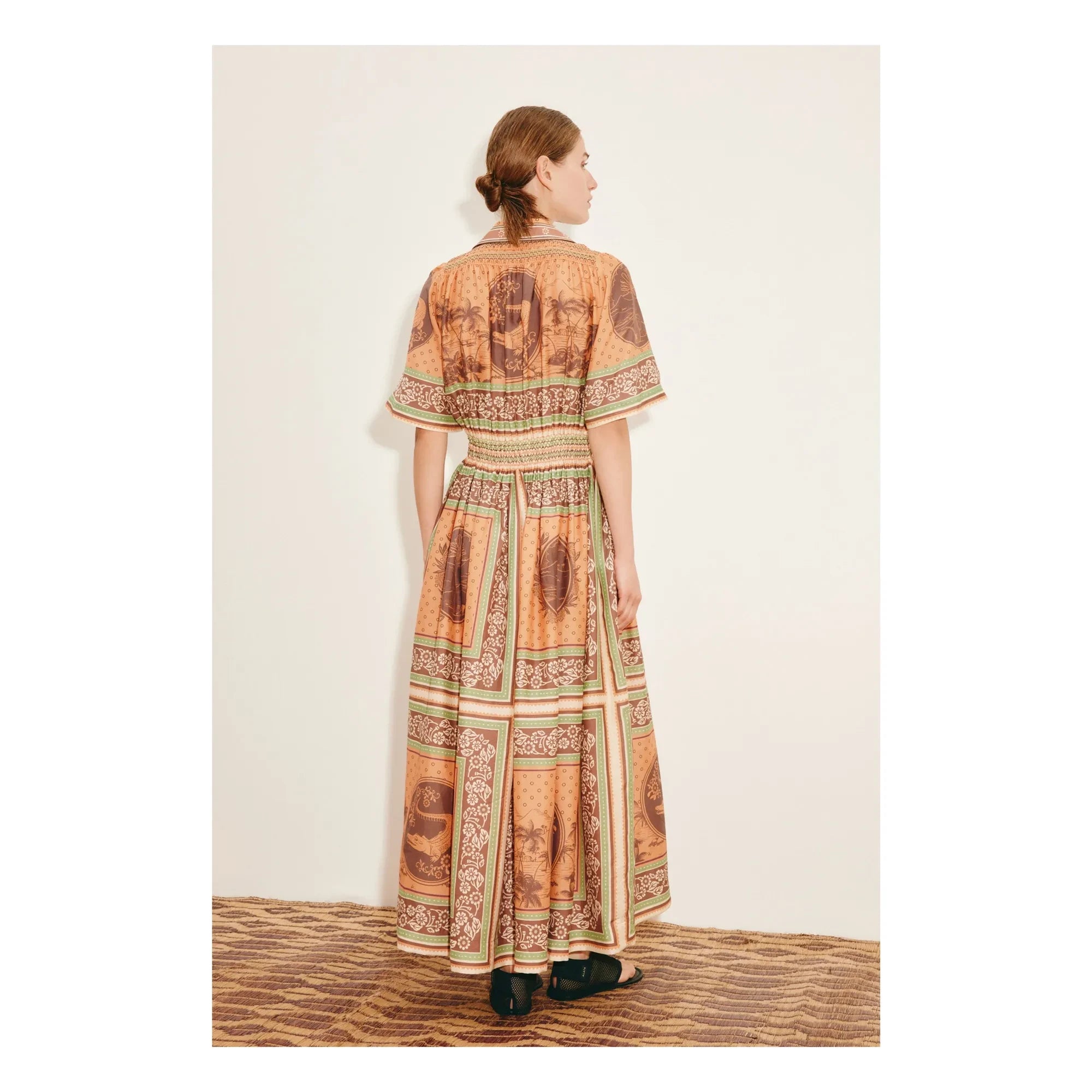 Alémais - Vestido Alberta de seda y algodón | Naranja