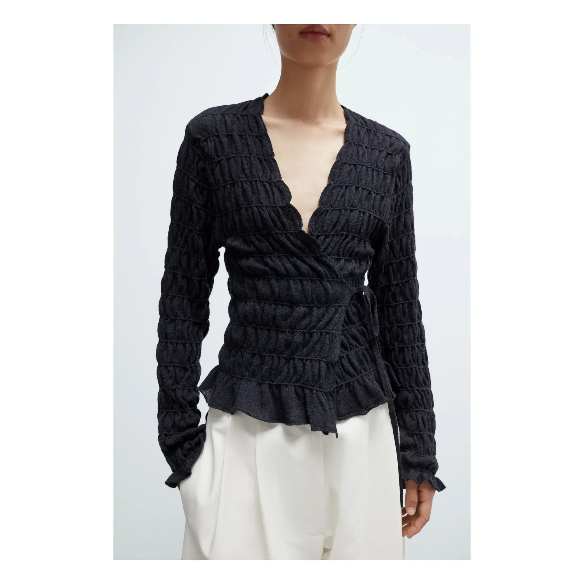 Cordera - Cárdigan de lana merino | Gris carbón