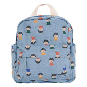 Bobo Choses - Mochila de algodón orgánico con estampado de dibujos animados | Azul Vaquero