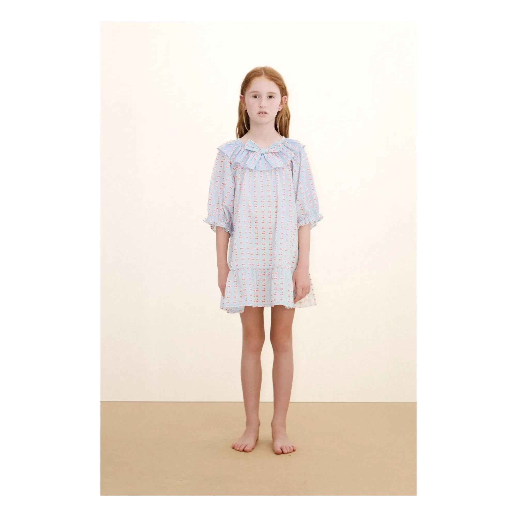 Tinycottons - Vestido Volantes Cereza | Azul Hielo