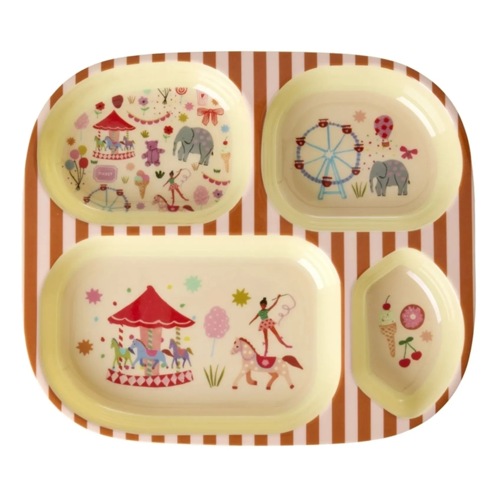 Arroz - Plato de melamina con compartimentos Fun Fair | Rosa