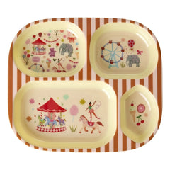Arroz - Plato de melamina con compartimentos Fun Fair | Rosa