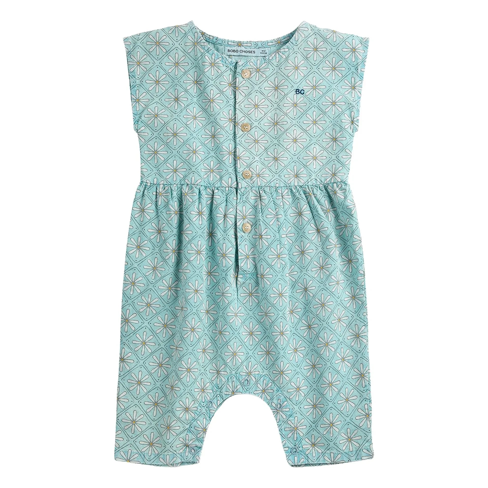 Bobo Choses - Mono de algodón orgánico con estampado de margaritas | Azul claro