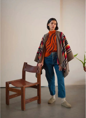 La Méricaine - Capa de lana reciclada Apache | Marrón tierra