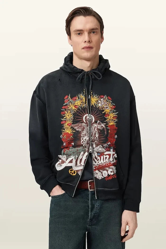 Sudadera con capucha de algodón para hombre AllSaints ROQUE