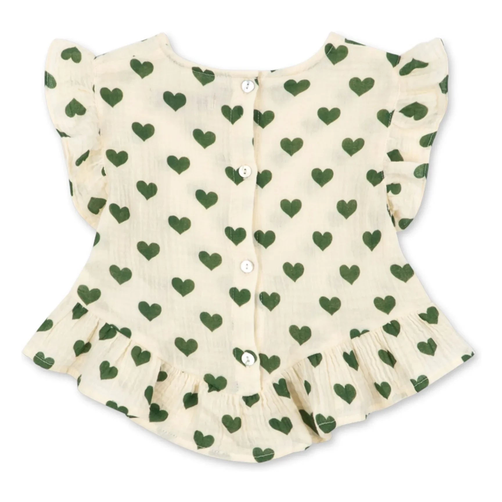 Konges Sløjd - Top de algodón orgánico Coco Hearts | Crudo