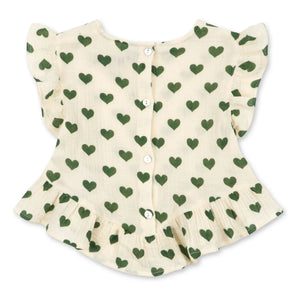 Konges Sløjd - Top de algodón orgánico Coco Hearts | Crudo