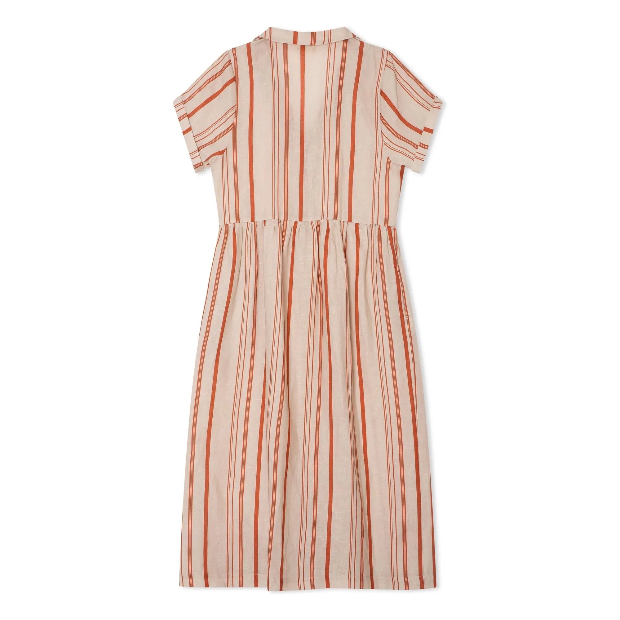Matona - Vestido camisero midi de lino a rayas | Crudo