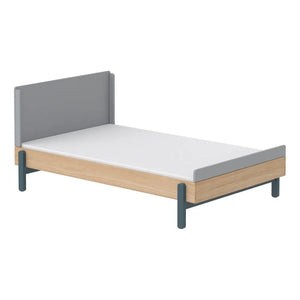 Flexa - Cama de roble Popsicle con cabecero alto y bajo 120x200cm | Azul