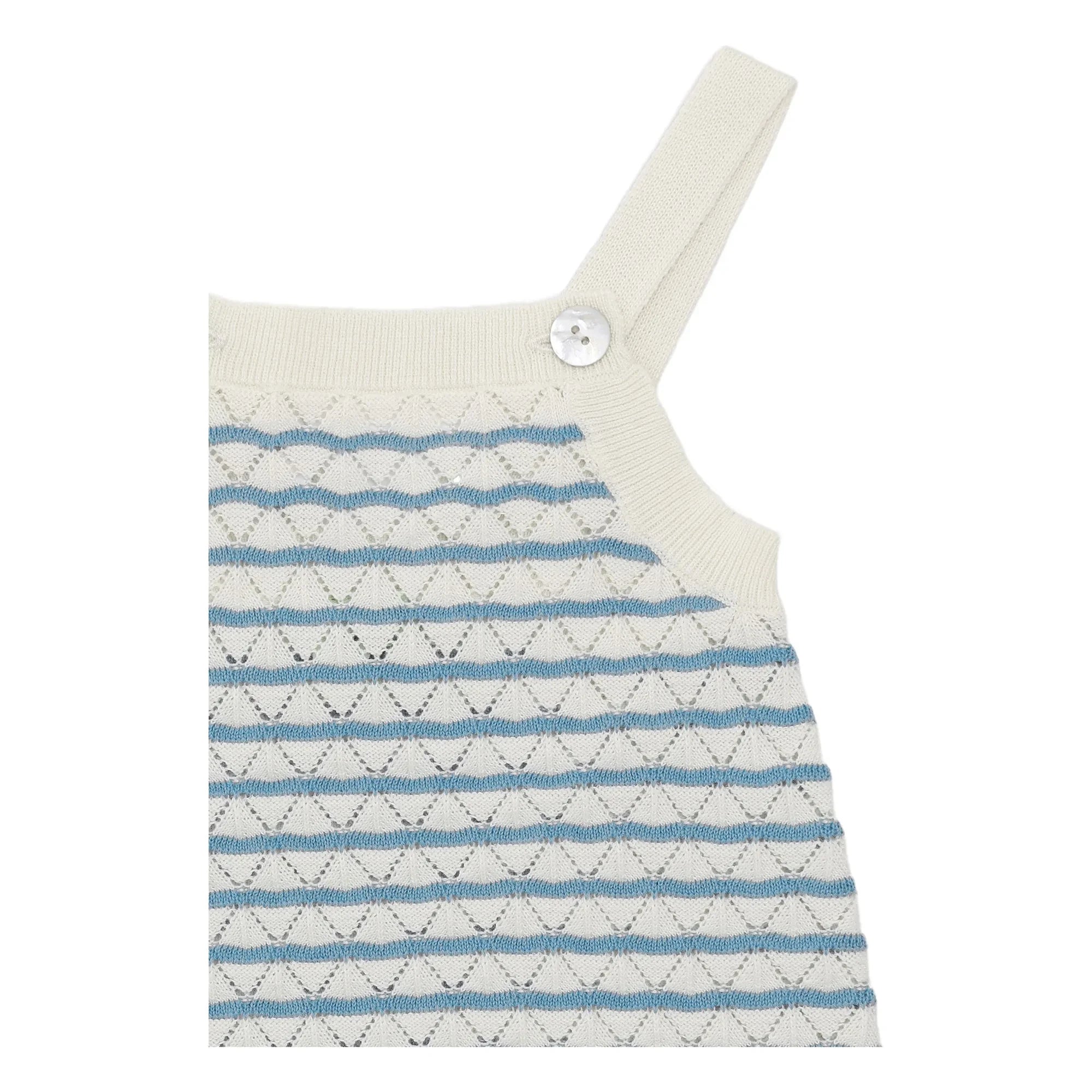 FUB - Bolso de mano calado de punto fino y rayas de algodón orgánico | Azul azur