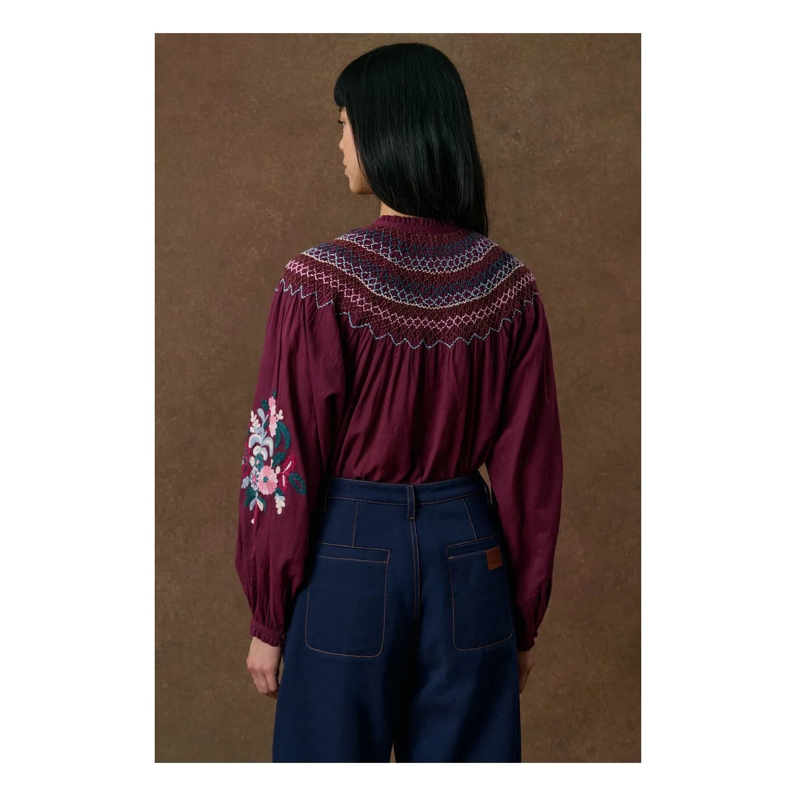 Louise Misha - Pal Organik Pamuk Bluz | Bordo
