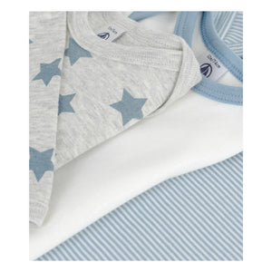 Petit Bateau - Conjunto de 3 bodys de rayas | Azul