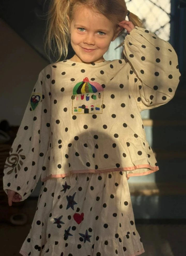 SISSEL EDELBO - Blusa Diana Pois Algodón Orgánico - Colección Infantil | Crema