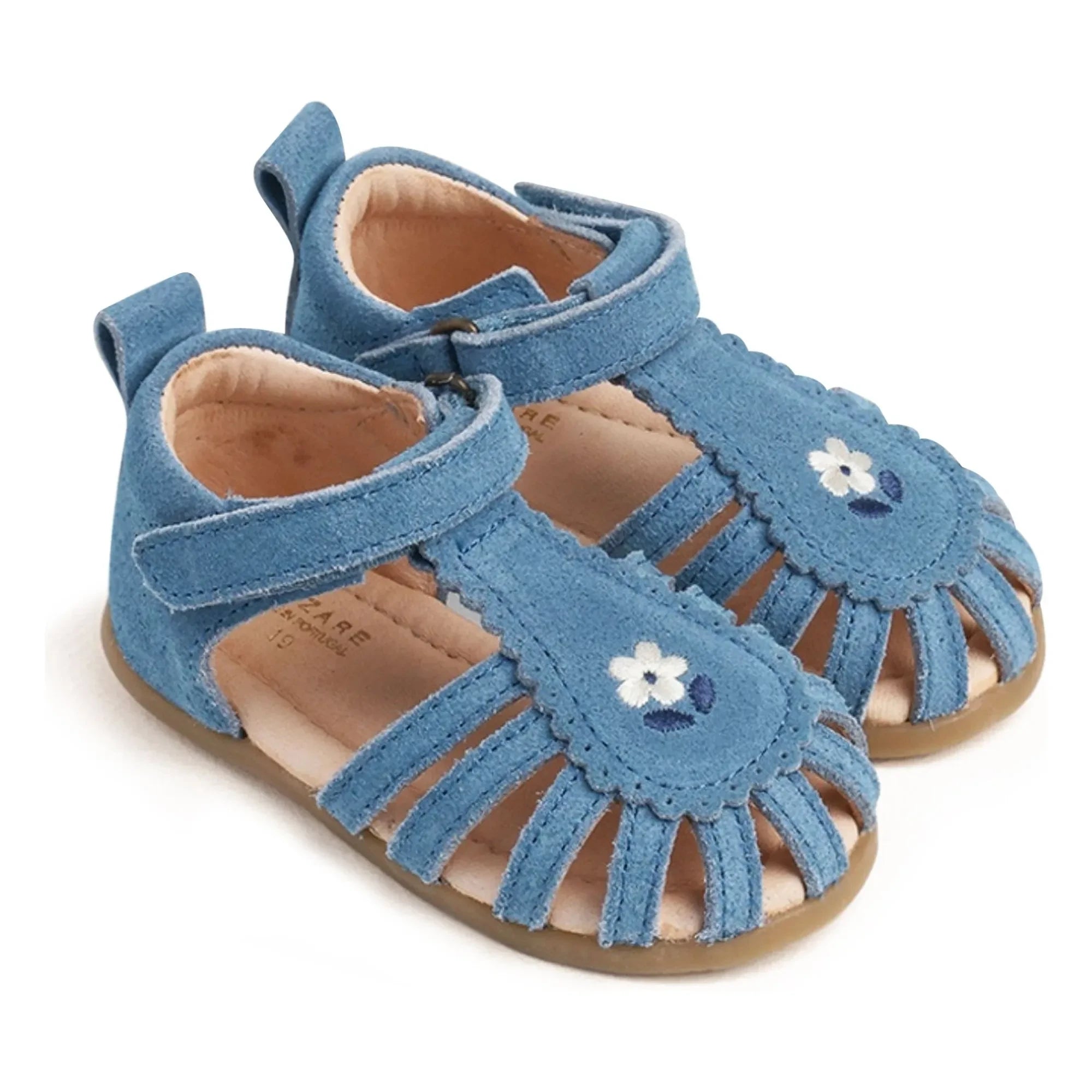 Lazare - Sandalias bordadas de ante Colette Fleur | Azul denim