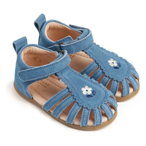 Lazare - Sandalias bordadas de ante Colette Fleur | Azul denim