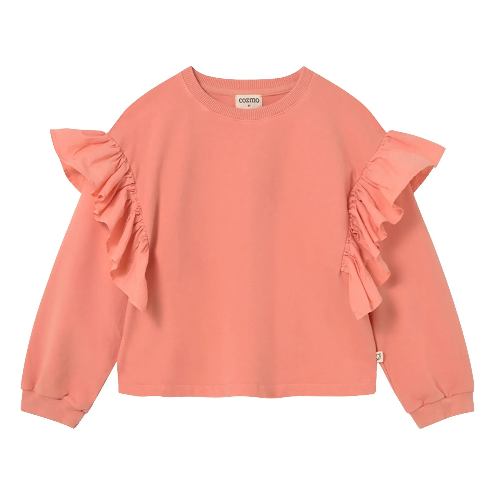 Cozmo - Sudadera con volantes de algodón orgánico Eira | Coral