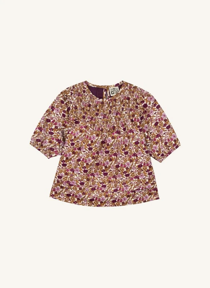 Bonton - Perle Fleurie Vestido de bebé fruncido | Karamel